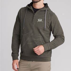 Sudadera con capucha de media cremallera Premium para hombre con manga larga de secado rápido Impresión de logotipo personalizado 100% algodón Ropa de calle con cremallera completa - Product Image 3