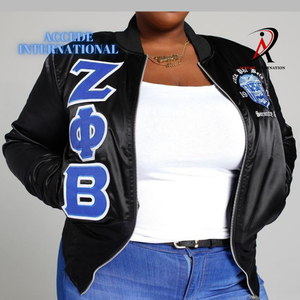Tùy Chỉnh Zpb Centennial Satin Máy Bay Ném Bom Áo Khoác 100% Polyester Zeta phi Beta 100 Kỷ Niệm Áo Khoác Với Thêu Vá Logo - Product Image 2
