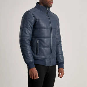<b>Top</b> Design Men's Winter Jacket with Stand Collar Full Sleeve 100% <b>High</b> Quality <b>Leather</b> Customizable Reasonable Price - Product Image 3