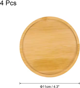 Sous-verres en bois de bambou naturel écologique avec logo gravé au laser Sous-verres en bois par l'artisanat du croissant - Product Image 3