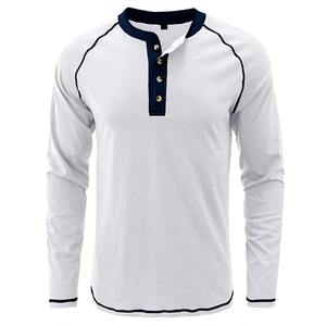 New T <b>Shirt</b> <b>Men</b> <b>Long</b> <b>Sleeve</b> Henley Collar Solid Color Tee Tops <b>Mens</b> Casual Slim Fit Tshirts <b>Men</b> <b>White</b> Black Gray Tees Daily Wear - Product Image 1