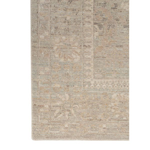 Tapis noués à la main en laine ivoire Aurora, motif médaillon rectangulaire en puzzle, pour entrée de maison, salon, espaces adolescents - AKWL-1558 (Cs-01) - Product Image 4