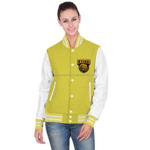 Chaqueta Varsity de Felpa de Algodón para Mujer, Chaqueta Bomber Personalizada con Letras Bordadas para Marcas de Moda - Product Image 1