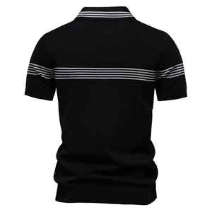 Diseño de cremallera de algodón 100% para hombre para Polo estilo informal de negocios bordado Slim Fit sólido a rayas corto ropa cómoda - Product Image 2