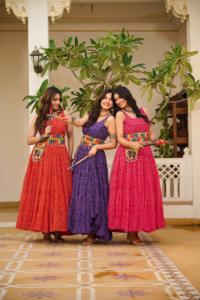 2024 été nouvelle mode filles longue grande taille col rond Foux georgette bandhni imprimer mariage plage formel parole longueur vêtements - Product Image 5