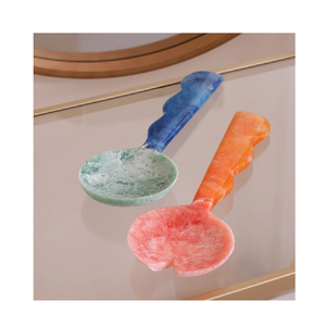 Servidor de ensalada de resina con fregona con incrustaciones de resina Utensilios para servir para utensilios de cocina y pulido a mano - Product Image 5