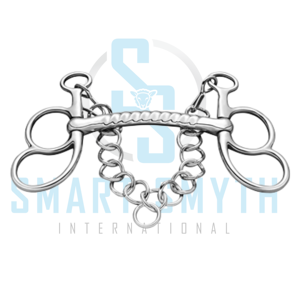 Bocado Pelham de Acero Inoxidable para Caballo con Cadena de Curb |   Bocado Pelham Articulado |   Equipo Ecuestre para Caballos - Product Image 2