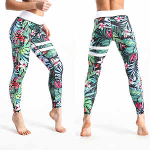 กางเกงออกกำลังกายผู้หญิงแบบสั่งทำ OEM พิมพ์ลายซิลค์สกรีน เอวกลาง ยืดได้ 4 ทิศทาง เหมาะสำหรับโยคะ ฟิตเนส วิ่ง ป้องกันแบคทีเรีย - Product Image 5
