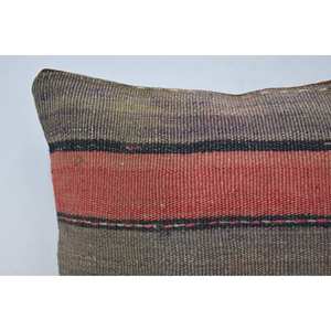 Almohada de lana Kilim Multicolor, cojín decorativo de retales de 14x14 pulgadas con técnica de tejido con patrón de hojas esponjosas Vintage - Product Image 2