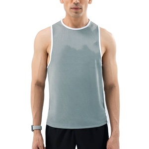 Camiseta sin mangas para hombre al por mayor, ropa de verano, camiseta sin mangas personalizada, precio bajo, diseño recortado, tela de algodón acanalada tejida - Product Image 4