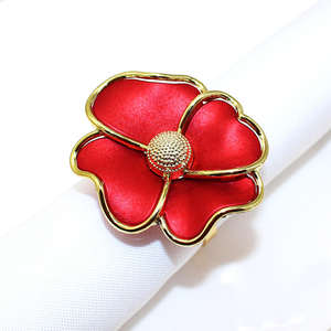 Anillos de Servilleta de Aluminio con Forma de Flor Dorada de Alta Calidad, Estilo Americano, Ecológicos, Accesorio de Lujo para Bodas y Fiestas, Venta al Por Mayor - Product Image 2