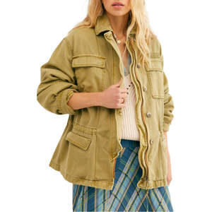 Free People Women's Seize Day Jacket Reversible Fringed Sequins Appliques <b>Feathers</b> Size X-Small-3XL Green Breathable for Spring - Product Image 1