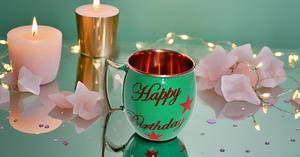 Joyeux anniversaire cadeau moderne cuivre Moscou tasse peinte à la main vert 16 oz écologique finition lisse conception spéciale verres à bière - Product Image 5