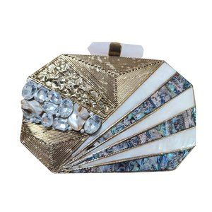 Embrayages de soirée de beauté radiante opulente fabriqués à la main avec des pierres de cristal et des détails de vadrouille en laiton sophistication intemporelle - Product Image 5