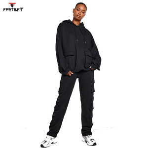 Sweat à capuche surdimensionné pour femme, col à capuche avec logo imprimé en coton uni et grandes poches pour la saison d'hiver, nouvelle collection, fabriqué au Pakistan - Product Image 5