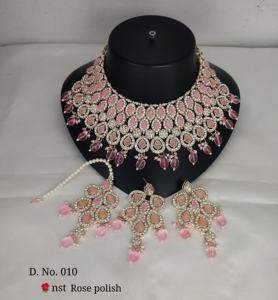 Rose Gold Plated Ethnic Antique Cubic Zircon Crystal Dangle Drop Choker Wedding Party <b>Necklace</b> <b>and</b> <b>Earring</b> <b>Set</b> for Women - Product Image 5