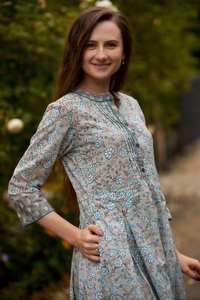 Robe en coton imprimée à la main Aishwarya A Line, style bohème, pour les vacances - Product Image 4