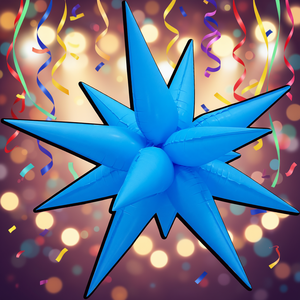 Globos de Fiesta Estrella Multipunta Azul Neón de 67 cm, Bolsa de 12 Unidades - Product Image 3