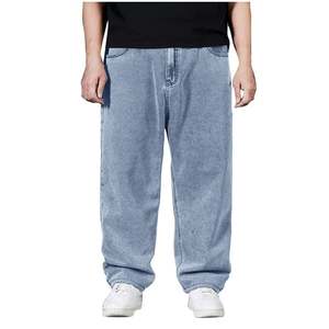 Pantalones vaqueros holgados lavados negros Vintage para hombre, pantalones de hoja curva de pierna ancha, ropa de calle, Pantalones rectos de mezclilla informales de vaquero - Product Image 5