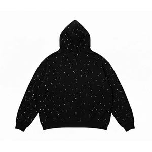 Sweat-shirt à capuche unisexe noir personnalisé imprimé et brodé, anti-boulochage, streetwear, coupe décontractée - Product Image 2