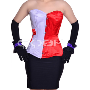 COSH CORSET Plus Size Overbust Steelboned Two Tone Red and White Satin Top Quality Fashion and Party Wear Corset - Product Image 1