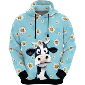 Vente en gros, sweat à capuche respirant avec cordon de serrage, imprimé par sublimation, sweat à capuche avec imprimé vache pour femme - Product Image 3