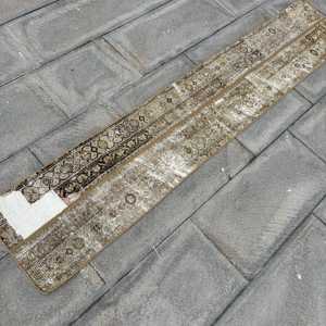 Turkish Vintage Rug, 1.2x6.3 ft Rug, <b>Brown</b> Floral <b>Wool</b> Rug - Product Image 2