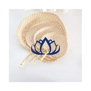 Éventail fait main à la mode en feuille de palmier et éventails à main vintage traditionnels pour souvenir, décoration-LOTUS BLEU du Vietnam - Product Image 1