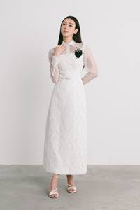 Vestido MIDI de encaje de algodón de alta calidad 100% MATI LACE, superventas, diseño de lujo, vestidos de mujer, hebilla de Metal acampanada en la espalda - Product Image 4