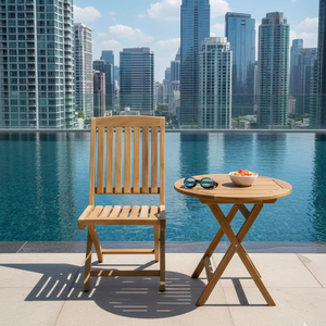 Silla de Comedor de Madera Maciza SOLOBEAT, Diseño Moderno, Acabado Natural, Duradera y Ahorra Espacio, Estilo Rústico para Exteriores - Product Image 1