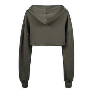 Sudaderas con capucha recortadas para mujer, Top a la moda, anticontracción, característica transpirable para ropa informal, Jersey, ropa de mujer, Top corto con capucha - Product Image 2