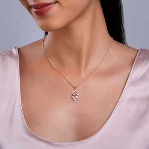 Heer by GIVA Rose Gold Leafy Cluster Diamond Pendant Luxury Charms Collection - Product Image 3