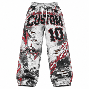 Pantalones Anchos con Estampado Personalizado, Cintura Elástica Acanalada, Estilo Denim Desgarrado, Ropa Casual Urbana para Mujer - Product Image 5