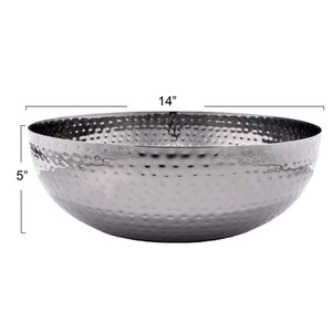 Cuenco para servir de aluminio con diseño martillado plateado personalizable Técnica de metal pulido para ensalada y sopa Tamaño personalizado - Product Image 3