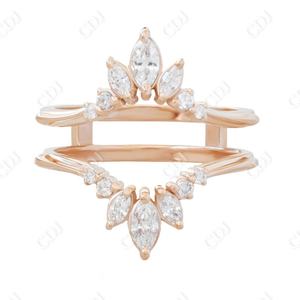 Anillos de boda de oro único de 14 quilates de moissanita Marquesa y redonda, elegante anillo de diamante certificado GRA para mujer, joyería de moissanita - Product Image 6