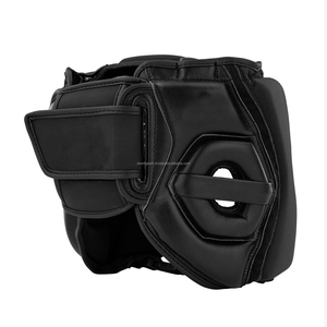 Black PU Leather Microfiber Breathable Boxing Head Guard for Children Custom Logo Professional Training Headgear - Product Image 4