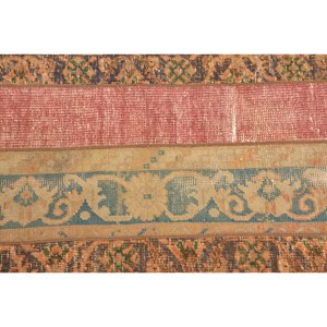 Alfombra turca Vintage de 2,5x4,1 pies, marrón, azul, tejido plano, patrón de retazos de lana para sala de estar, decoraciones de pasillo, respaldo de látex - Product Image 5
