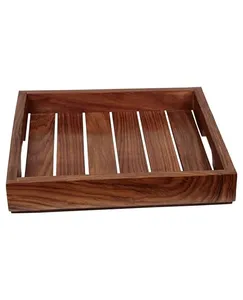 Bandeja de Servir Rectangular de Madera de Sheesham Hecha a Mano al por Mayor, Plato de Madera para Té, Café, Desayuno, Proveedor al por Mayor - Product Image 3