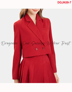 Blazer long à manches longues rouge et vert, fermeture à bouton unique, écologique, coupe-vent, design pour femme de bureau, look sophistiqué pour - Product Image 5