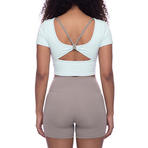 Camiseta de Yoga para Mujer, Transpirable, Sin Costuras, con Bloques de Color, Top Ligero para Fitness - Product Image 5
