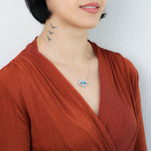 Turkish Eye Design Charm <b>Sapphire</b> Baguette Zircon Stone Turkish Wholesale 925 Silver Pendant - Product Image 2