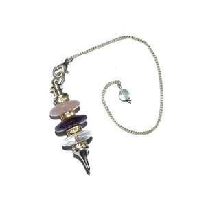 Acheter en gros Pendule en cristal collé naturel à sept chakras Pendules en pierres précieuses de guérison Chakra - Product Image 5