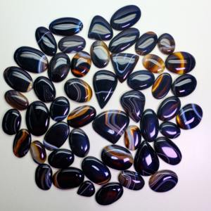 Vente en gros de cabochon d'agate à bandes noires naturelles en vrac pour la fabrication de bijoux - Product Image 4