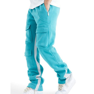 Custom <b>Trouser</b> <b>Loose</b> Fit Jogger Stacked Sweat Pants <b>Men's</b> Clothing Stripe Wide Leg Flare Track Stacked Joggers <b>For</b> <b>Men</b> - Product Image 3