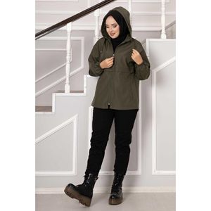 Gabardina con cremallera caqui Casual de doble botonadura con relleno de lana Otoño/Invierno piel vaquera decorada - Product Image 3