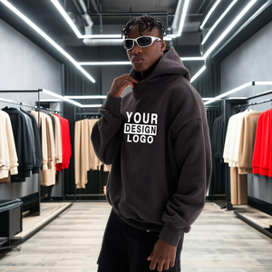 เสื้อฮู้ดดี้ผู้ชายทรงบ็อกซี่ ผ้าฟลีซเทอร์รี่คุณภาพสูง กันลม ใส่ได้ในฤดูหนาว เป็นมิตรต่อสิ่งแวดล้อม น้ำหนัก 500 กรัม ผ้าฝ้ายหนานุ่ม ทรงโอเวอร์ไซส์ สไตล์วินเทจ แบบปกติ - Product Image 1