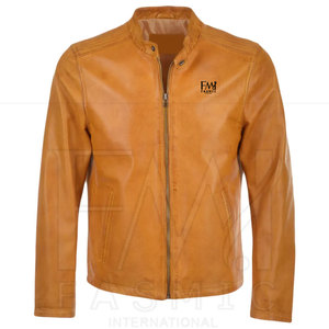 Veste en cuir à manches longues pour hommes avec fermeture à glissière motif personnalisé toile style rue haute pour l'hiver prix raisonnable - Product Image 1