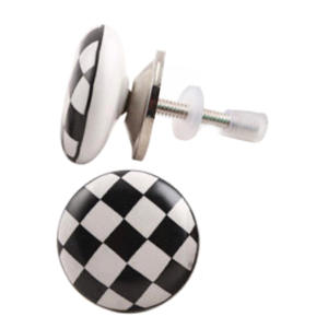 Boutons carrés modernes en céramique pour enfants noir blanc [CK 335] pour armoire à tiroirs armoire commode chambre salle de bain salon - Product Image 2