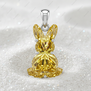 Pendentifs et breloques en argent sterling 925 plaqué or, lapin jaune fantaisie de Noël, bijoux fins, diamants cultivés en laboratoire certifiés GIA VVS - Product Image 2