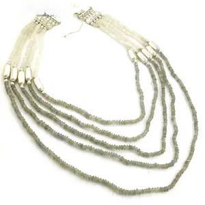 Women's Trendy Labradorite Beaded Necklace Agate Turquoise Gemstone Jewelry with Jade Freshwater Pearl <b>Religious</b> Style <b>Gift</b> - Product Image 1